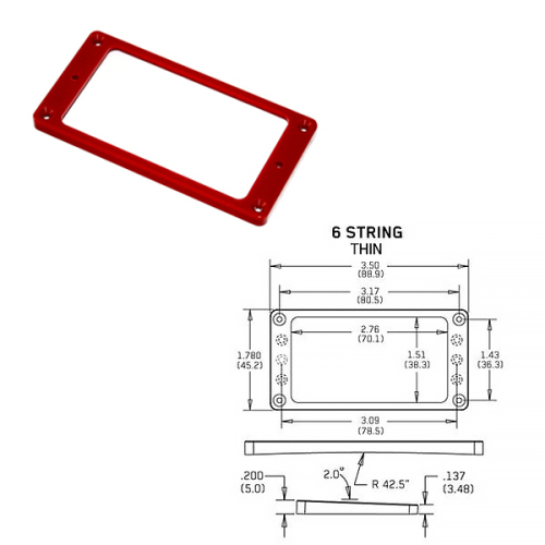 EMG Arched 6 Thin/Medium Red Pickup Ring Mikrofonikehys
